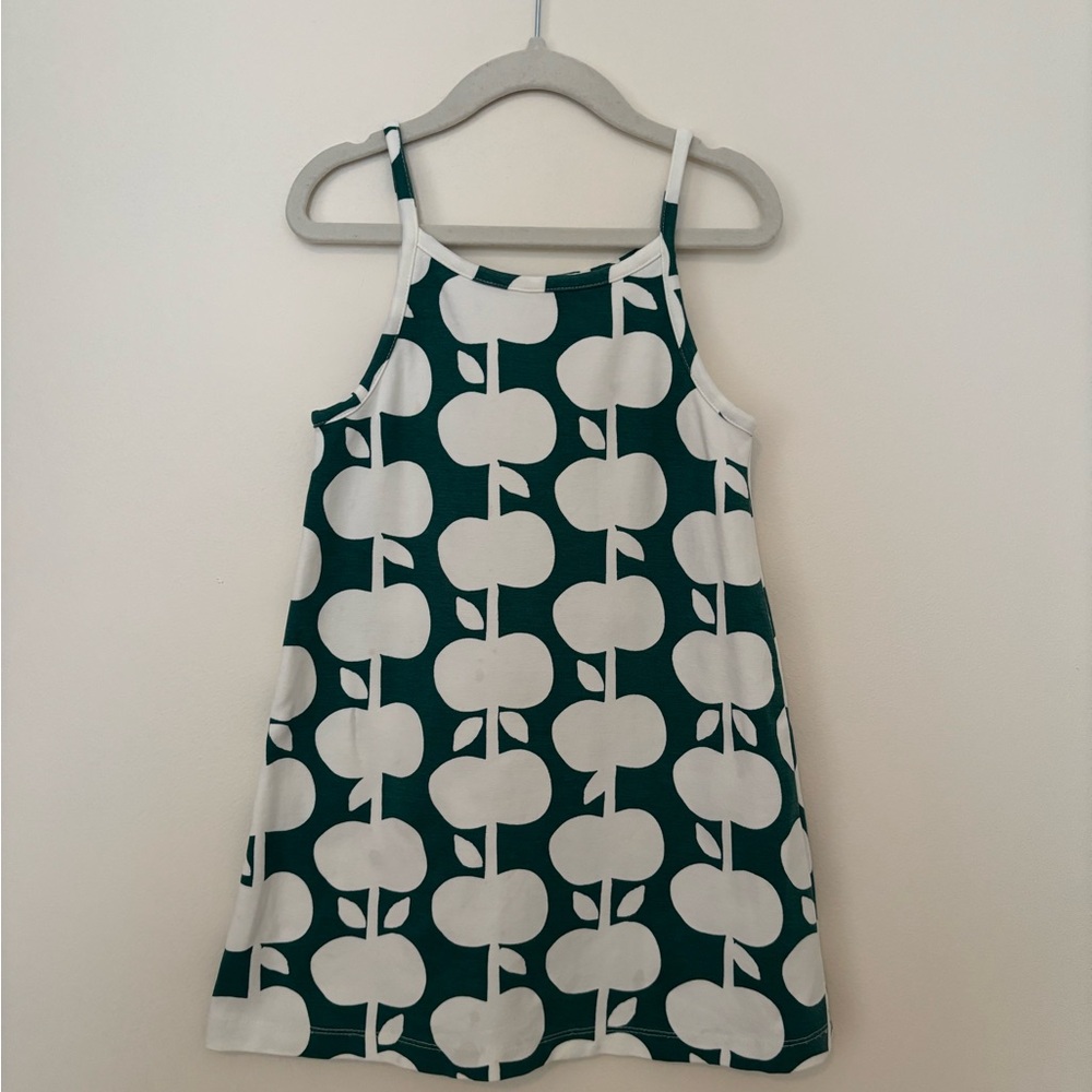 Hanna Andersson Green and White Apple Print Sundress